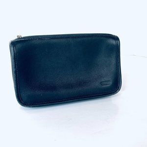 Coach Leather Chunky Cosmetic Pouch Bag Vtg Bonnie Cashin Striped Lining